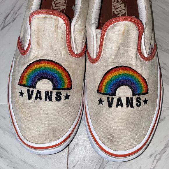 Vans Embroidered Rainbow Slip On Sneakers Unisex Juniors 6.5 - Picture 4 of 11